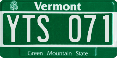 VT license plate YTS071