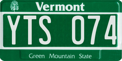 VT license plate YTS074