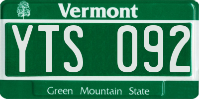 VT license plate YTS092