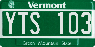 VT license plate YTS103
