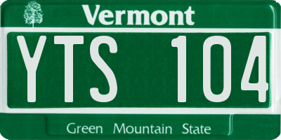 VT license plate YTS104