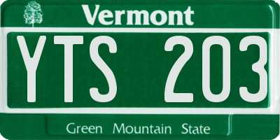 VT license plate YTS203