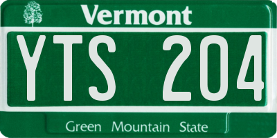 VT license plate YTS204