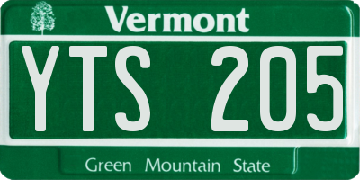 VT license plate YTS205