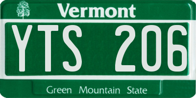 VT license plate YTS206