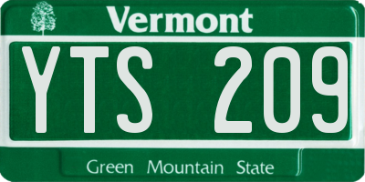 VT license plate YTS209