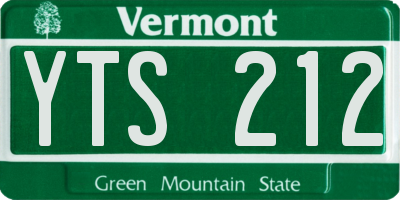 VT license plate YTS212