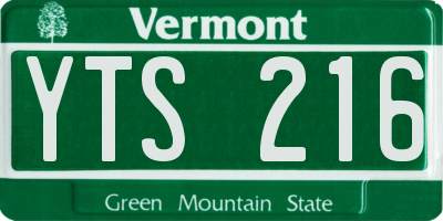 VT license plate YTS216