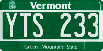 VT license plate YTS233