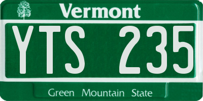 VT license plate YTS235