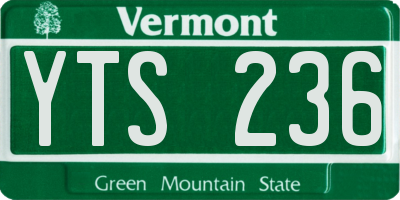 VT license plate YTS236