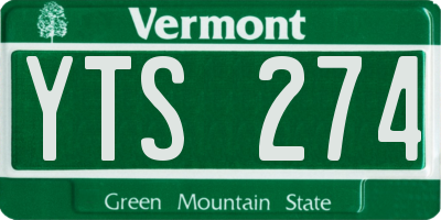 VT license plate YTS274