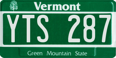 VT license plate YTS287