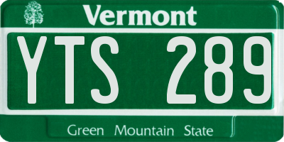 VT license plate YTS289
