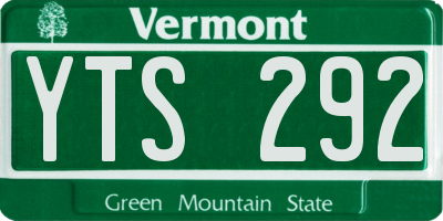 VT license plate YTS292