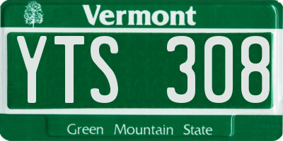 VT license plate YTS308