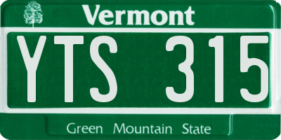 VT license plate YTS315