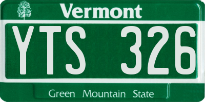 VT license plate YTS326