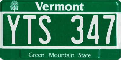 VT license plate YTS347