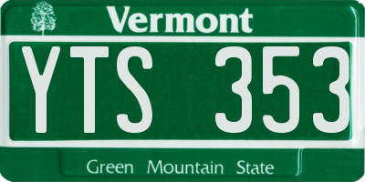 VT license plate YTS353