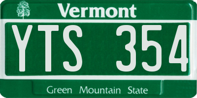 VT license plate YTS354