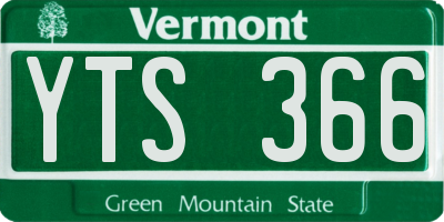 VT license plate YTS366