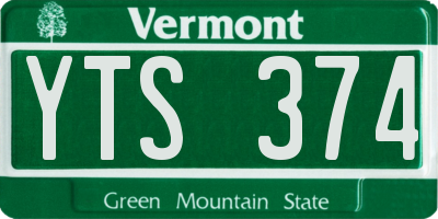 VT license plate YTS374