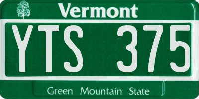 VT license plate YTS375