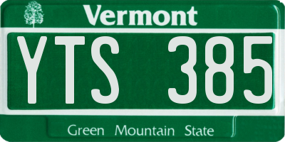VT license plate YTS385