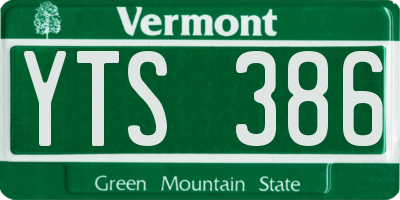 VT license plate YTS386