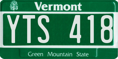 VT license plate YTS418