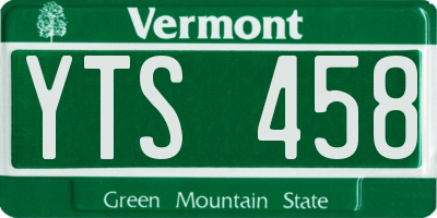 VT license plate YTS458