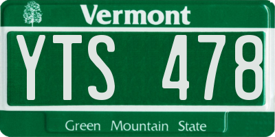 VT license plate YTS478