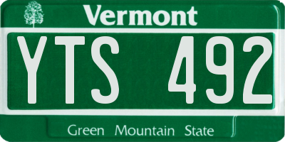 VT license plate YTS492