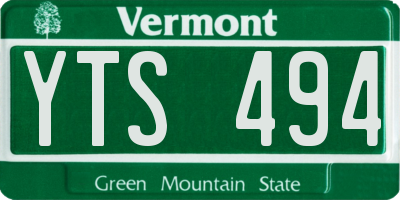 VT license plate YTS494