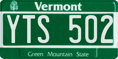 VT license plate YTS502