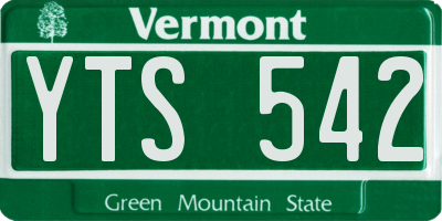 VT license plate YTS542