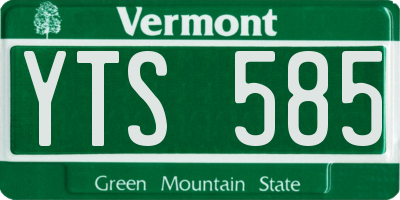 VT license plate YTS585