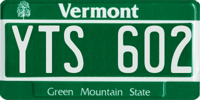 VT license plate YTS602