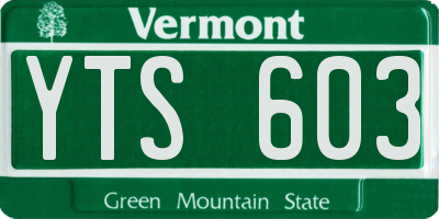 VT license plate YTS603