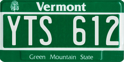 VT license plate YTS612