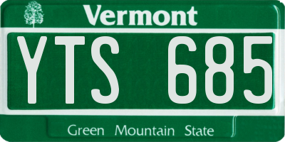 VT license plate YTS685