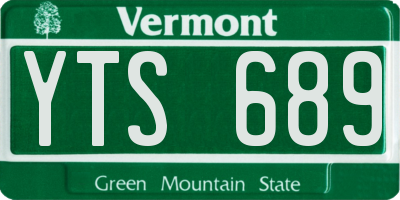 VT license plate YTS689