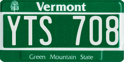 VT license plate YTS708