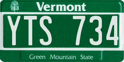 VT license plate YTS734