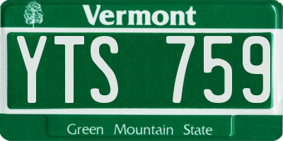 VT license plate YTS759