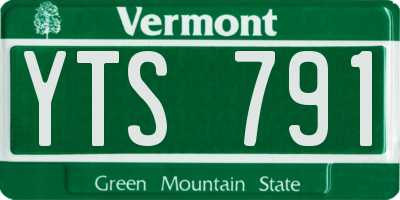VT license plate YTS791