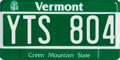 VT license plate YTS804