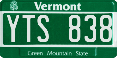 VT license plate YTS838