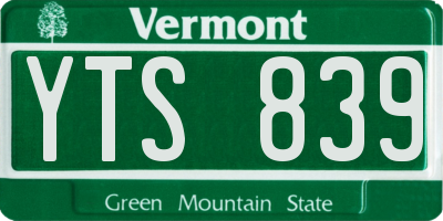 VT license plate YTS839